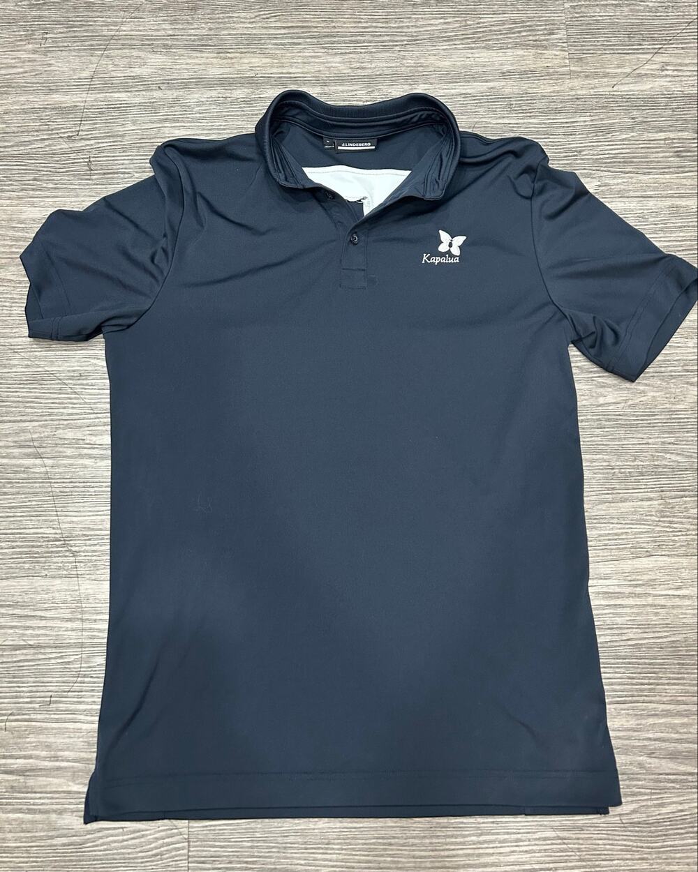 J.Lindeberg KV Relaxed Fit Golf Polo Shirt Navy Blue Kapalua Butterfly Men's M